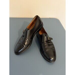 Salvatore Ferragamo Mens Shoes 10 D Black Leather Monk Strap Italy